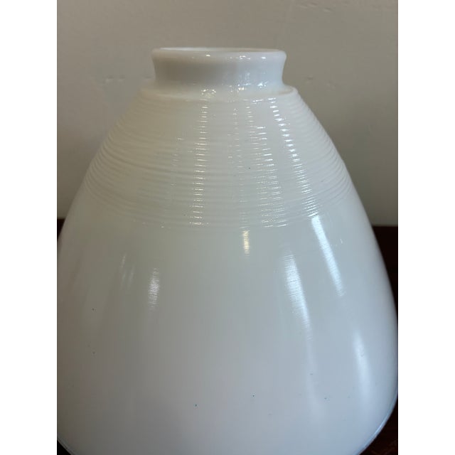 Mid 20th Century Vintage White Milk Glass Ribbed Cone Lamp Shade For Sale - Image 5 of 8