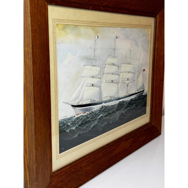 Late 19th Century Late 19th Century British Marine Painting of the Four-Masted Barque Sindia, in the Manner of Richard Henry Neville-Cumming For Sale - Image 5 of 16