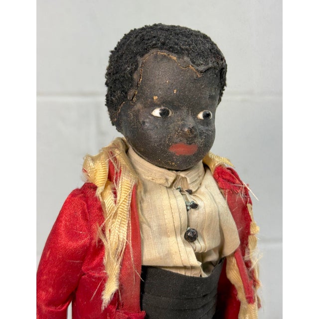 American Rare Antique Early 1800s Handmade African American Boy Doll Sculpture Figure For Sale - Image 3 of 15