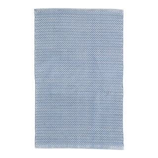 Dash & Albert by Annie Selke Herringbone Denim/Ivory Indoor/Outdoor Rug, 8' 6" x 11' 6" For Sale