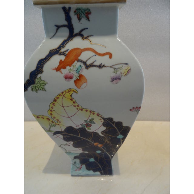 Chinese Vintage Chines Tobacco Leaf Vase For Sale - Image 3 of 7