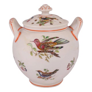 Antique Parian Pot Pourri Vase with Enamelled Birds attributed to Minton For Sale