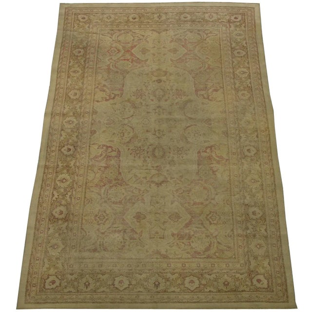 Beige Antique Indian Amritsar Floral Design Rug For Sale - Image 8 of 8