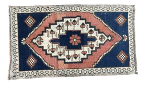 1960s Vintage Traditional Handmade Rug- 1′10″ × 3′4″