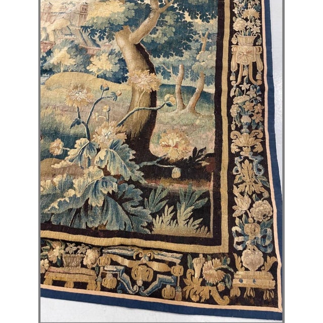 Textile Large Antique Early 17th Century French Verdure Landscape Tapestry With Birds For Sale - Image 7 of 9