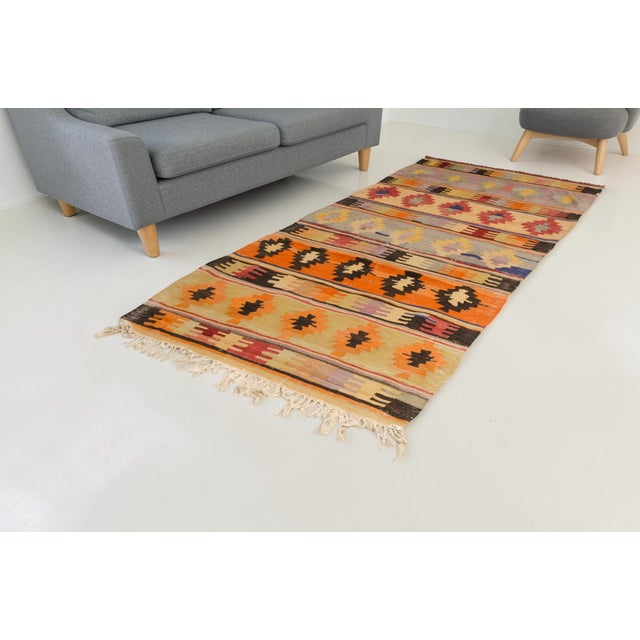Mid 20th Century Handmade Wool Runner for Entryway or Gallery For Sale - Image 6 of 10