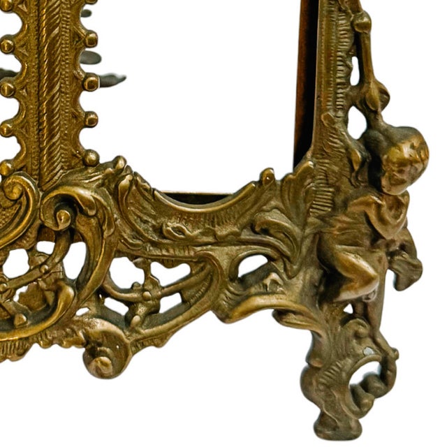 1900 - 1909 Antique French Art Nouveau Patinated Bronze Double Photo Frame For Sale - Image 5 of 9