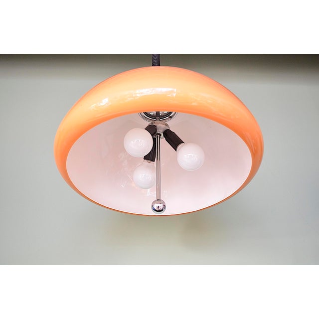Rare pendant lamp including original pull cord mechanism by Luigi Massoni for Guzzini from the 1960s. - The outer shade of...