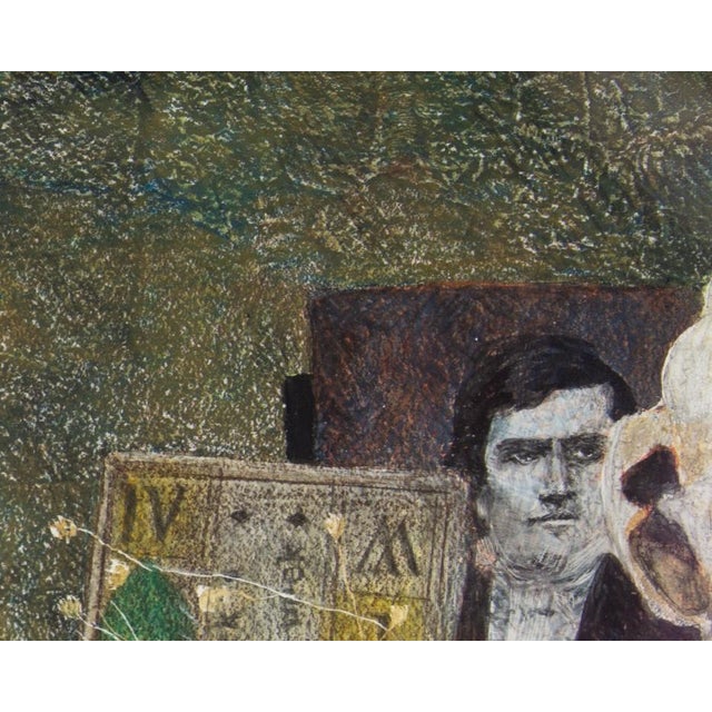 1990s 1995 “Card, Portrait & Skull” Casein Painting by Gerald G. Boyce For Sale - Image 5 of 9