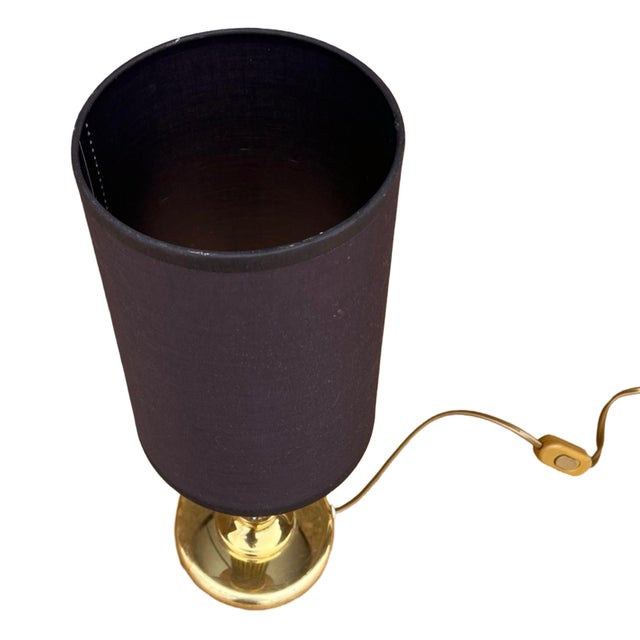Brass Night Lamp, Table Lamp With Lampshade, Germany, 1970s. For Sale - Image 9 of 12