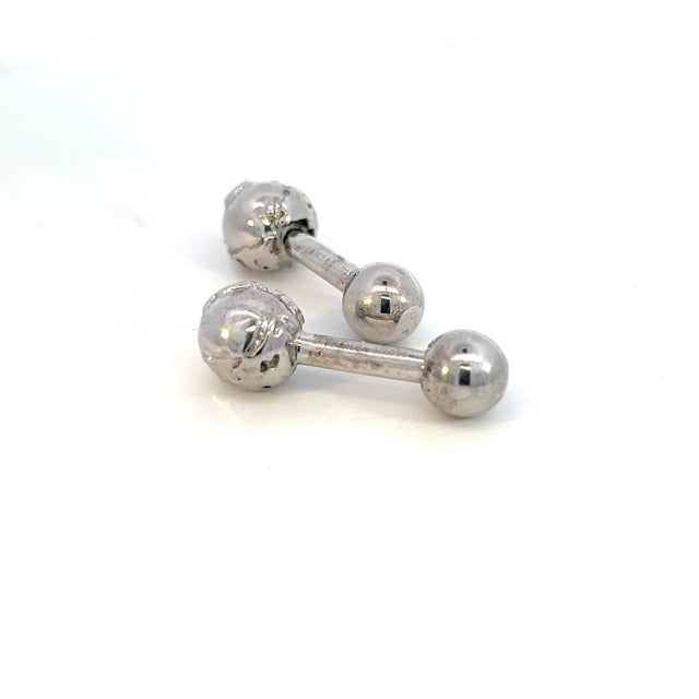 1990s Pair of Tiffany & Co Estate Globe Cufflinks Sterling Silver For Sale - Image 4 of 6
