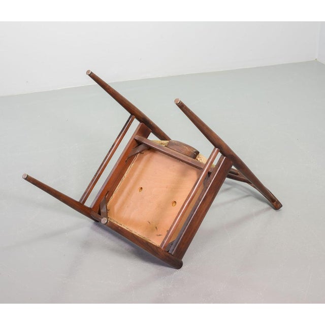 Scandinavian Rosewood Spindle Back Dining Chairs with Caramel Leatherette Upholstery, 1970s, Set of 4 For Sale - Image 10 of 16