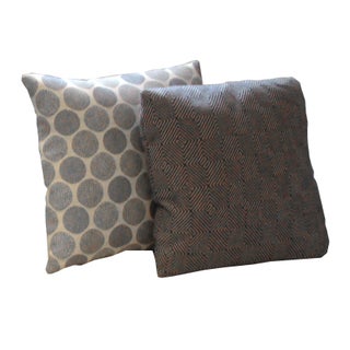 Custom Blue Patterned Throw Pillows - Set of 6 For Sale