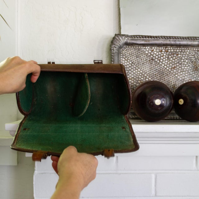 Antique British Woods Lawn Bowls With Canvas and Leather Bowling Case For Sale - Image 16 of 18