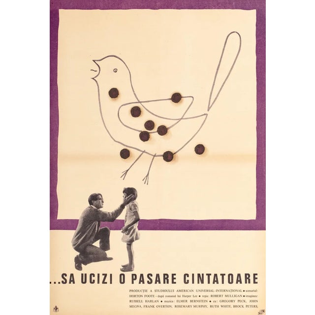 "To Kill a Mockingbird" Original Vintage Movie Poster, Romanian, 1963 For Sale