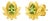 Pear-Cut Peridot Lutus Flower Earrings Studs, Silver, Gold, Pair For Sale