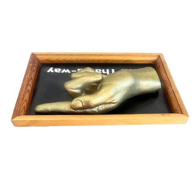 Vintage 1962 Framed Plaster Gold Cast Hand Wall Art "It's That-A-Way" For Sale - Image 10 of 11