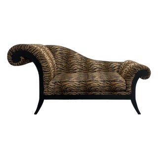 Vintage Thayer Coggin Tiger Scroll Arm Loveseat For Sale