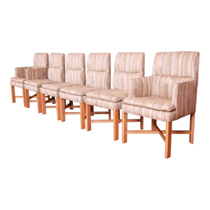 Alessandro for Baker Furniture Modern Upholstered X-Base Dining Chairs, Set of Six