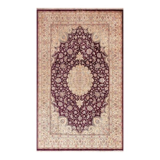Nazmiyal Collection Purple Vintage Persian Silk Qum Rug For Sale