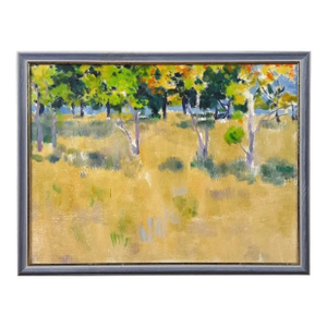 Vintage European Post-Impressionist Oil Landscape, Framed