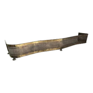 Antique Brass Fireplace Fender With Paw Feet