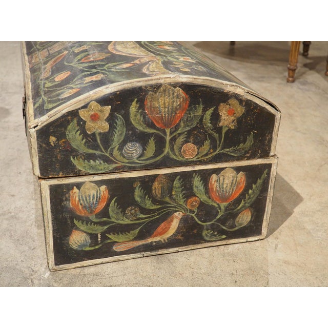 Antique Polychrome Wedding Trunk From Normandy, France, 19th Century For Sale - Image 11 of 18