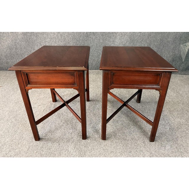 Late 20th Century Pair of Link Taylor Mahogany End Tables For Sale - Image 5 of 12