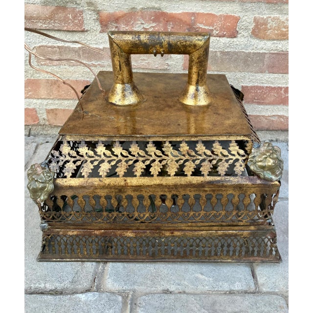 Mid-Century Modern Vintage Brass Pendant Light, 1940s For Sale - Image 3 of 10