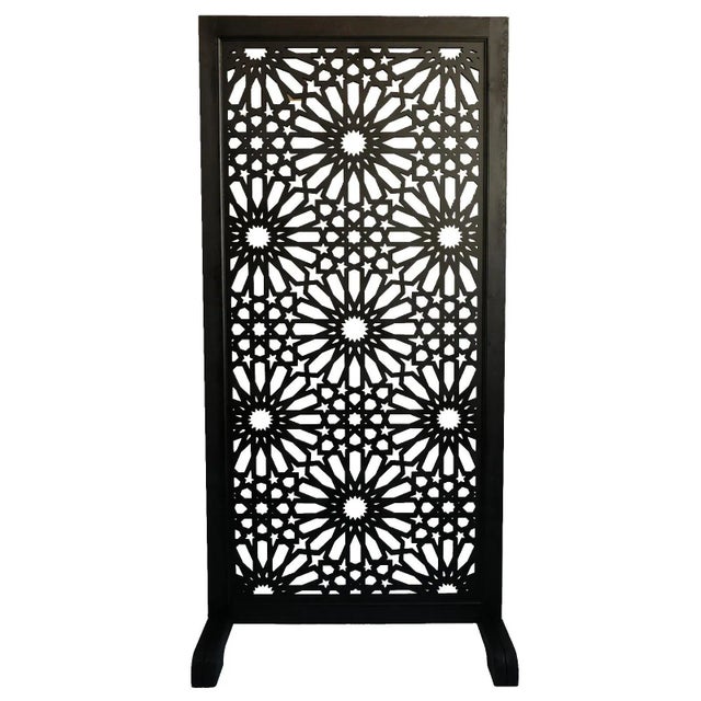 Late 20th Century Vintage Large Moroccan Wood Ebony Panel For Sale - Image 5 of 6