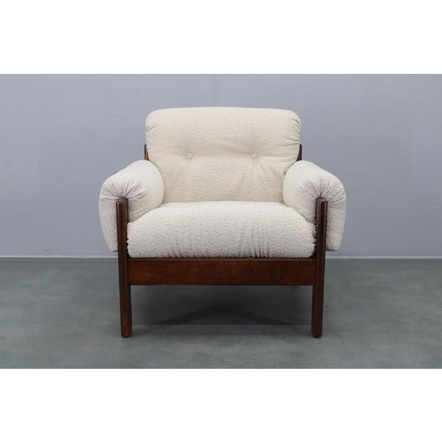 Mid-Century Bouclé Armchair, Czechoslovakia, 1970s For Sale - Image 4 of 17