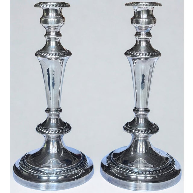 Late 19th Century MOS2026Antique Silver Plated Three Arm English Candleabras - A Pair For Sale - Image 5 of 18