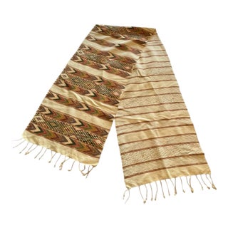 Vintage Bohemian Woven Table Runner Earth Tones Fringed Southwestern Western For Sale