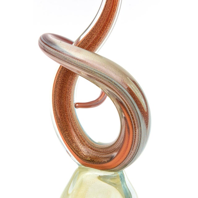 Vintage Murano Swirled Signed Love Knot Glass Sculpture, 1980's For Sale - Image 4 of 9