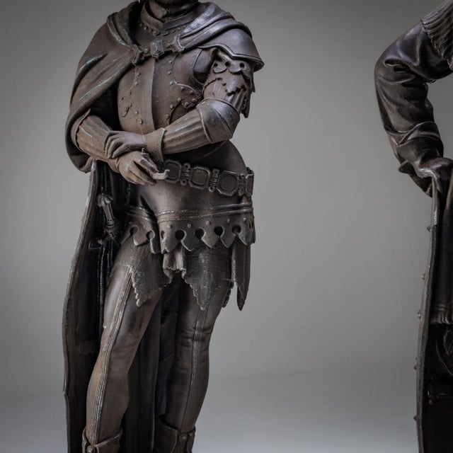 German Artist, Heroes of the Nibelungenlied, Cast Iron, Late 19th Century, Set of 2 For Sale - Image 13 of 15