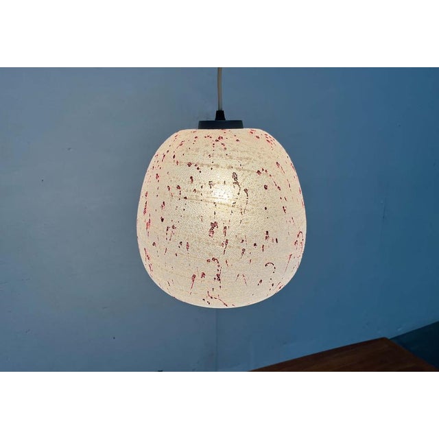 Mid-Century Modern German Space Age Glass Pendant Lamp with Red Paint Splashes, 1960s For Sale - Image 15 of 18