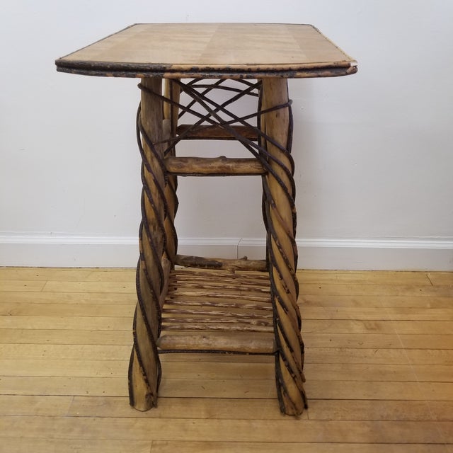 Early 1900s Rustic Twig Side Table – Adirondack, Cabin, Lodge, Arts & Crafts Style For Sale - Image 4 of 6