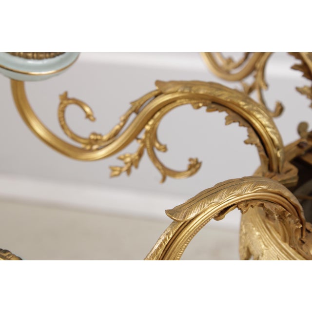 Vintage Sevres Style French Porcelain 8 Light Chandelier For Sale - Image 9 of 18