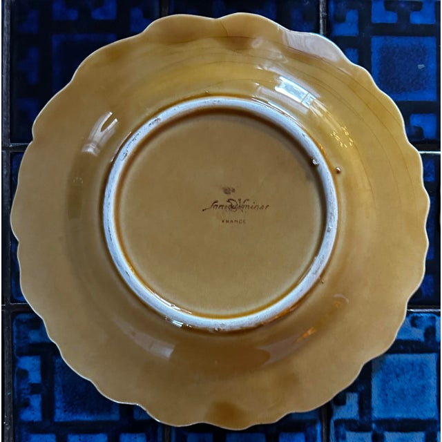 Sienna Set of Four French Majolica Figural Fruit Plates by De Sarreguemines For Sale - Image 8 of 9