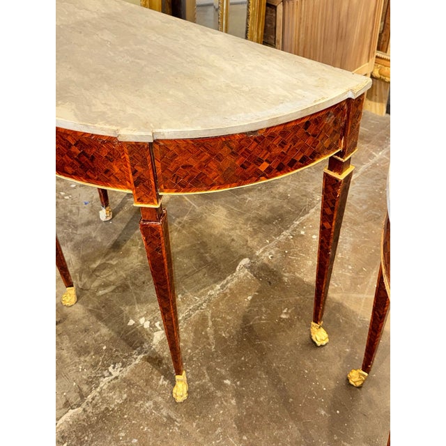 Pair of 19th C. Italian Walnut Consoles For Sale - Image 4 of 9