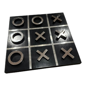 A 1990s Modern Black Painted Wood and Silverplate Italian Huge Table Game