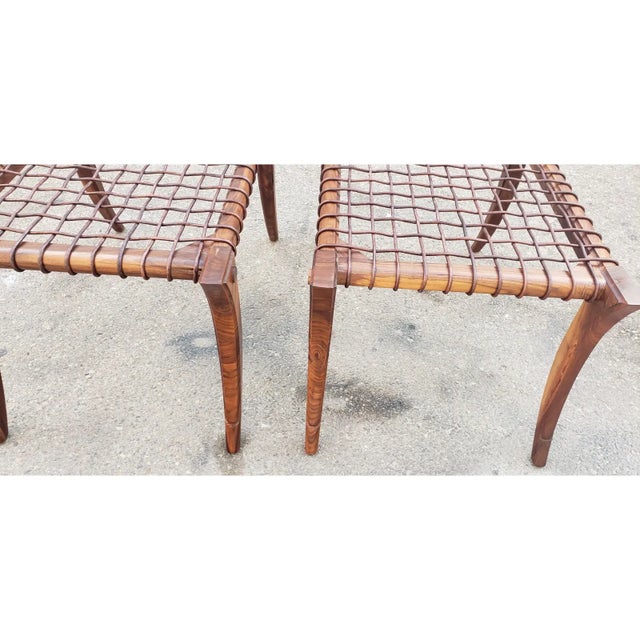 Vintage Solid Walnut Klismos Ottomans For Sale - Image 4 of 7