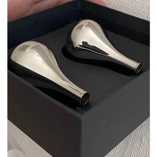 Dansk Nickel Plated Onion Tear Drop Shaped Tiny Taper Candle Holders