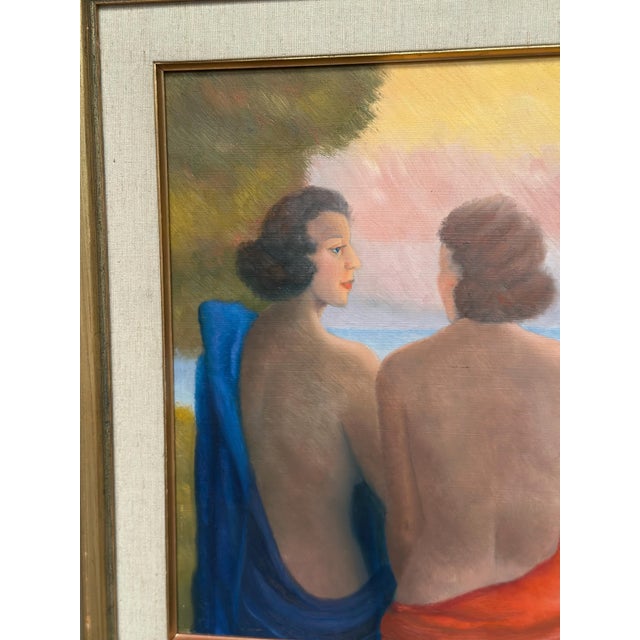 N. Leon, Three Women, 1947, Oil Painting on Panel, Framed For Sale - Image 9 of 18