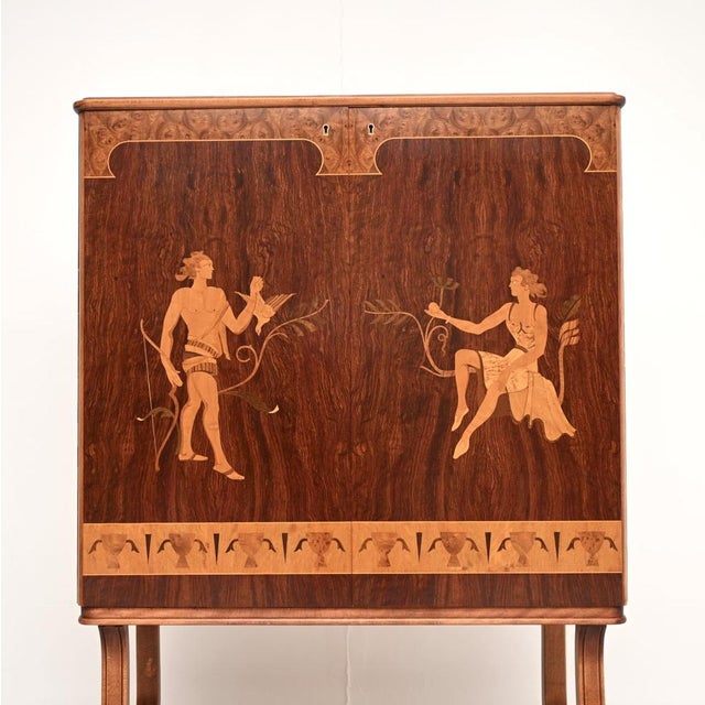 Brown Swedish Art Deco Inlaid Drinks Cabinet, 1930 For Sale - Image 8 of 14