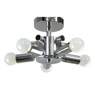 Vintage Italian Ceiling Lamp in Chrome and Opaline, 1980s For Sale