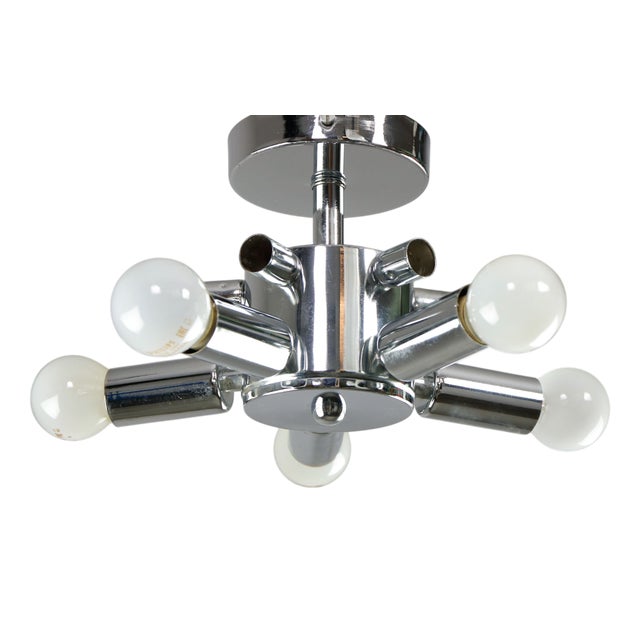 Vintage Italian Ceiling Lamp in Chrome and Opaline, 1980s For Sale