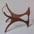 Italian Mid-Century Sculptural Walnut and Brass Cocktail Table With Triangular Glass Top For Sale - Image 10 of 11