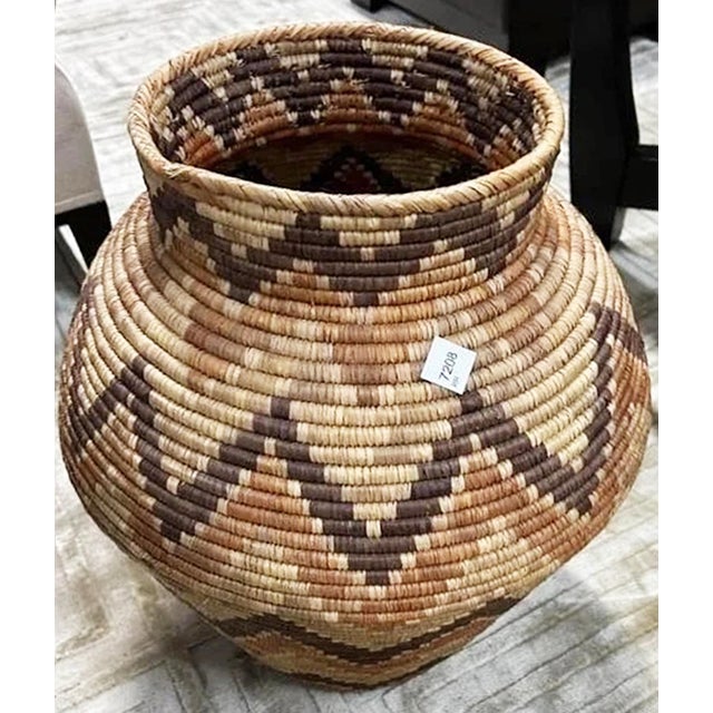Large coiled woven basket from the SW USA native tribes, Apache and others. Sturdy and surprisingly heavy, add dried...