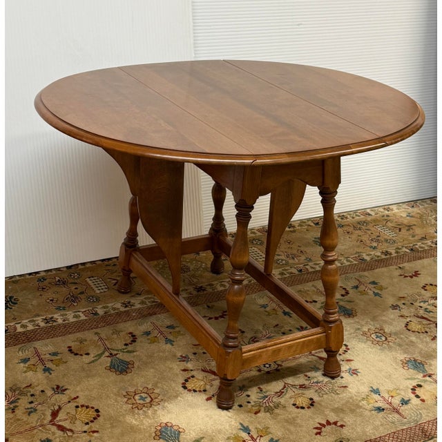 Wood Ethan Allen Drop Leaf Side Table For Sale - Image 7 of 12